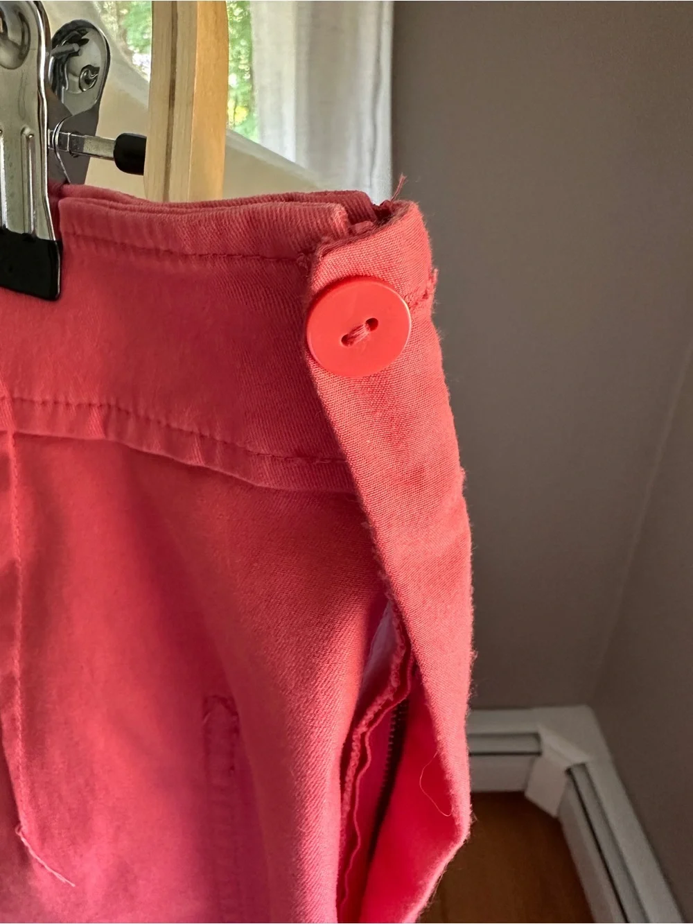 LOFT Coral Double-Button A-Line Skirt